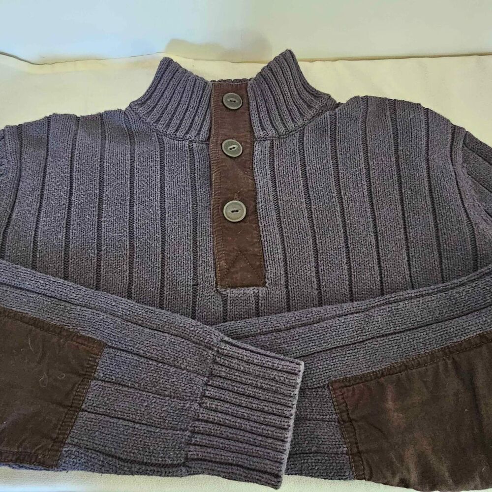 New Men's Eddie Bauer Blue/Black Sweater. - Size Large